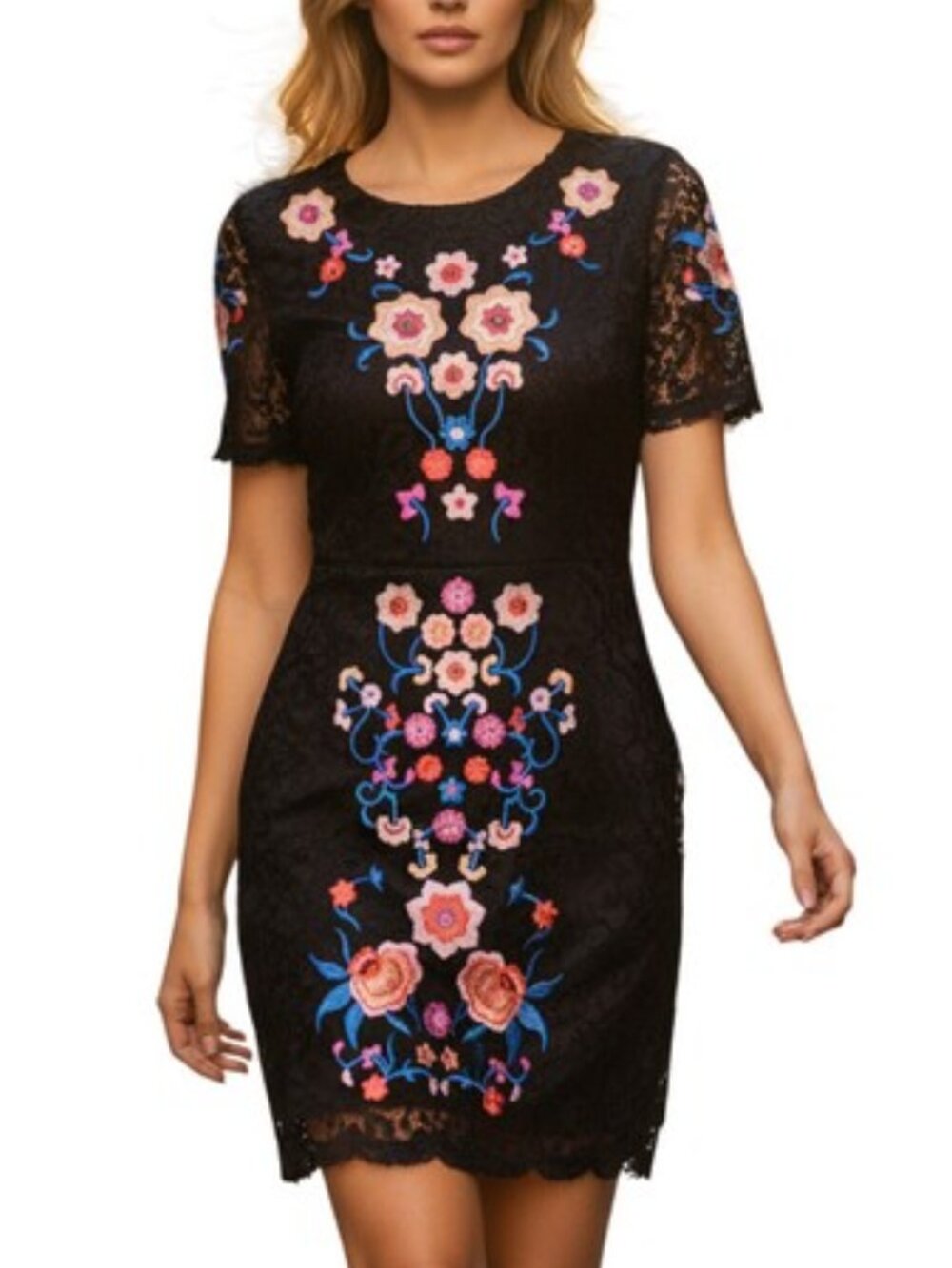 NWT Romeo + Juliet Couture Lace Embroidered Mini Dress Women’s Medium Black